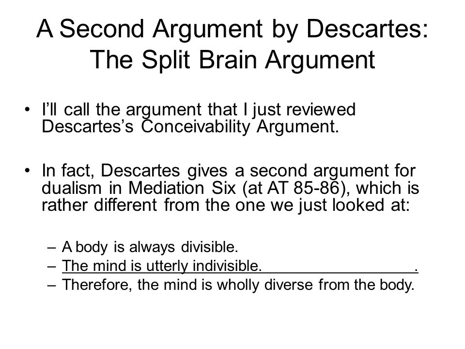 A look at the argument of descartes